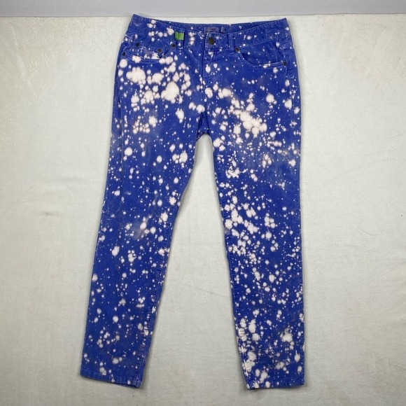 Vineyard Vines Custom Bleach Dye Blue Corduroy Mid Rise Skinny Jeans Size 4 - Picture 6 of 8